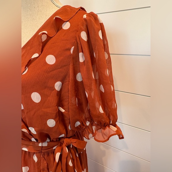 Women’s LC Lauren Conrad Polka Dot Ruffle Faux Wrap Dress SOLD On EBAY - Picture 4 of 12